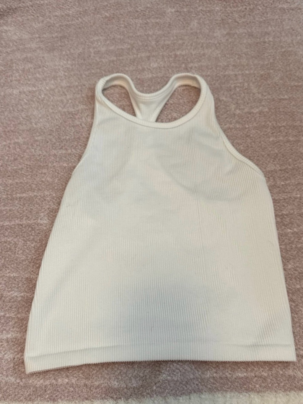 Women's Cream Ribbed Racerback Tank Top